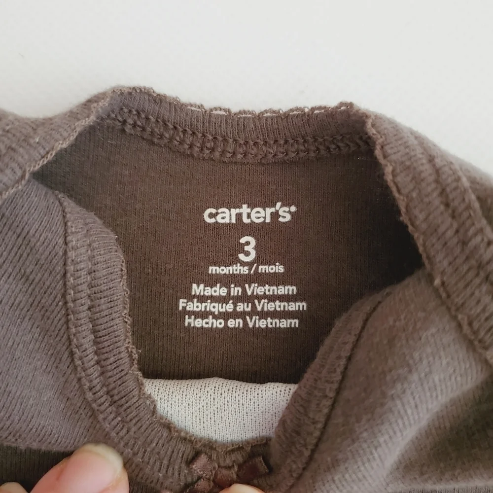 K1068 * Carter's Cat Embroidered Bodysuit Brown Size 3M